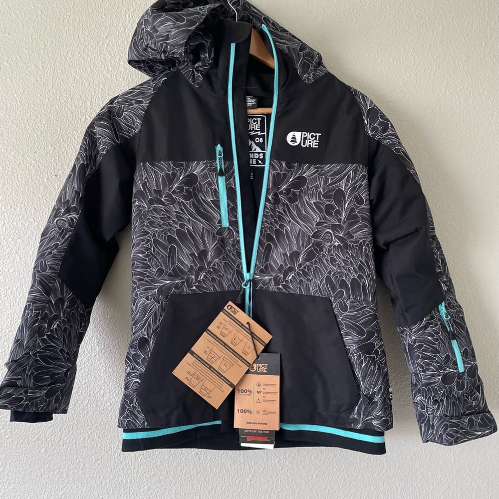 Ski snowboard Kids Black and Teal Jacket